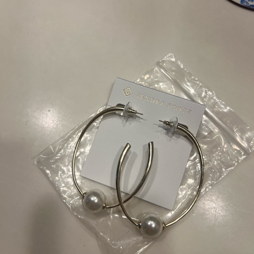 Kendra Scott Gold Earrings with Pearl Charms